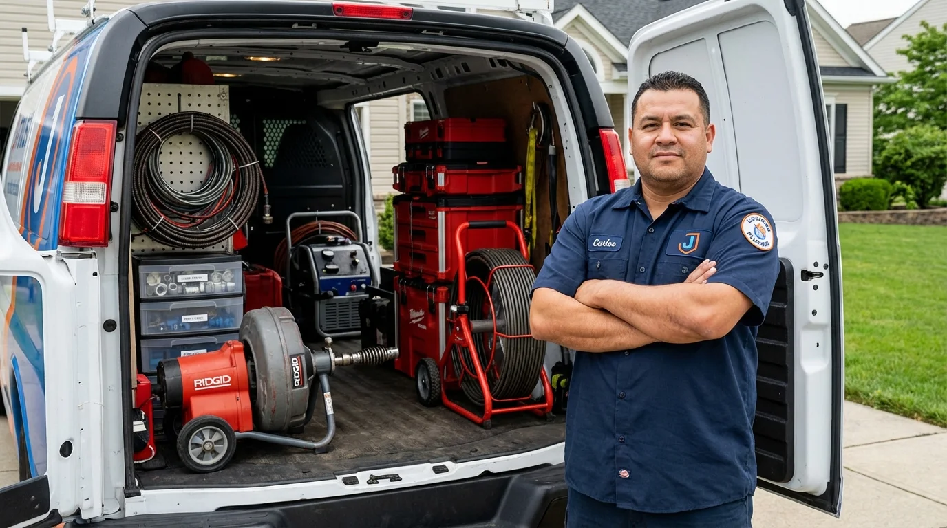 Professional drain cleaning equipment and Johns Plumbing LLC plumber in Shavertown